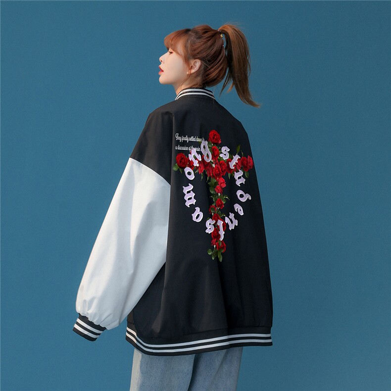 ！秋季新品玫瑰十字架ins潮牌印花棒球服夹克G73-P65控98--,男装夹克,A247A