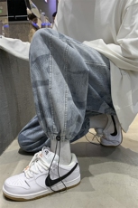 高级感hiphop休闲宽松牛仔裤炸街美式高街束脚长裤A125-K915-P55，男装牛仔裤，电商A125