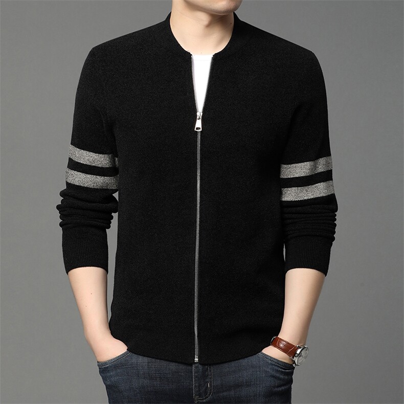 休闲纯色针织外套男春秋季时尚毛衣中年男士开衫上衣HPN9630-P120，男装针织衫/毛衣，电商B212（原钱塘6029）