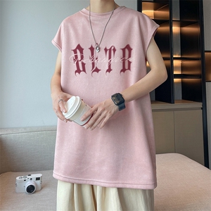 鹿皮绒背心t恤男夏季韩版潮流简约上衣港风宽松休闲T06631-P30图片