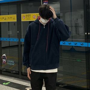 抖音得物二开美式高街重磅结构双层撞色连帽卫衣开衫外套W116图片