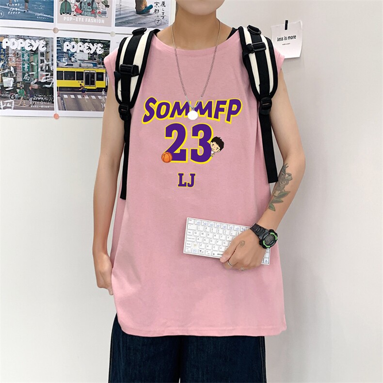 ！港风2023夏季无袖背心男加肥加大码宽松短袖T恤男BX283-P20，男装背心/马甲，电商B371