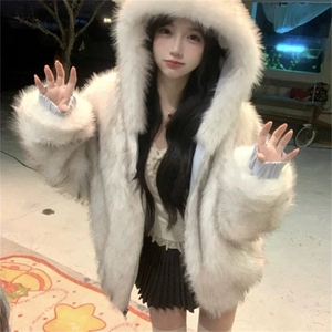 1506-1/M36211/P99女士座山雕毛毛连帽工装外套图片