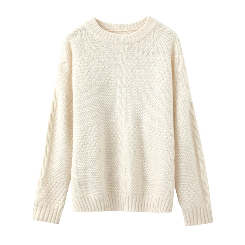 2024年秋季圆领羊绒衫女宽松大码慵懒风加厚长袖，女装羊绒衫，星纬羊绒