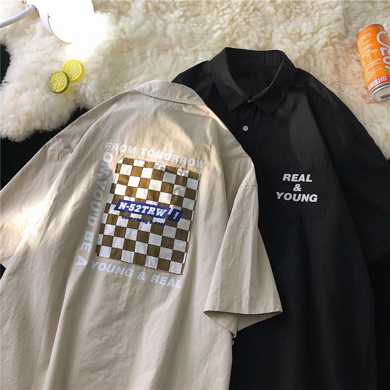 白底平铺男夏季短袖衬衫潮流帅气休闲衬衫C032P35，男装衬衫，星座1116-2