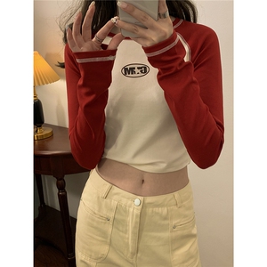 中性风插肩袖短款印花字母图案设计潮流休闲卫衣女WY77079P30控48图片