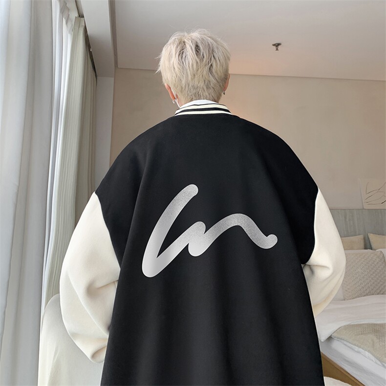 摇粒绒棒球服男大码开衫卫衣男夹克BF86280-P65,男装夹克,电商A040