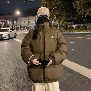 情侣装冬装 PU软皮美式撞色棉服logo棉衣休闲外套男女 G1102 P128图片