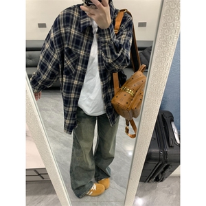 【有货】V3211LL-P38 cleanfit藏青色格子衬衫男美式衬衣图片
