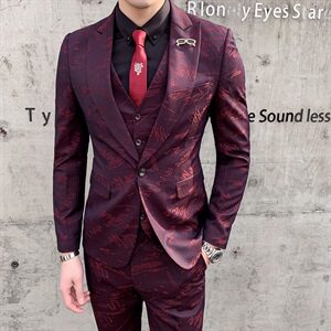 新郎结婚礼服西服套装三件套男士休闲提花西装A470-TZ06图片