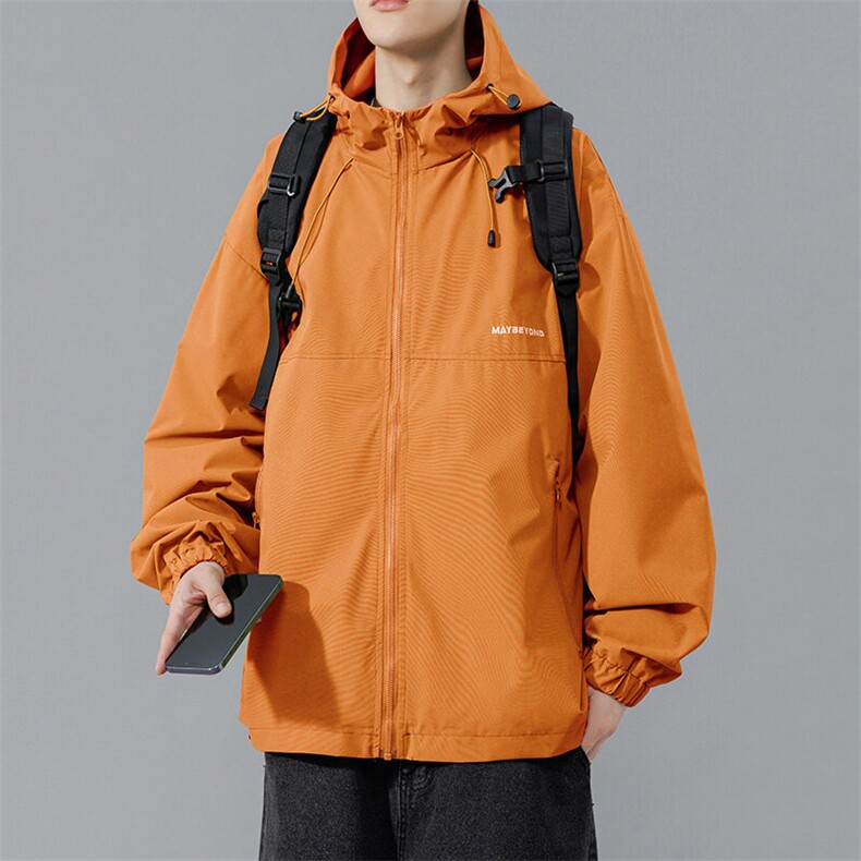 冲锋衣连帽夹克男宽松落肩纯色上衣外套DSA157B-JK727-P58,男装夹克,电商A157B