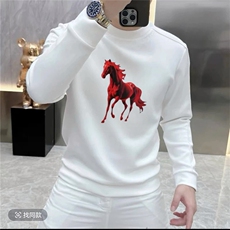 印花秋冬卫衣男美式春秋季新款圆领宽松上衣chic港风潮流打底衫，男装T恤，星座715-4
