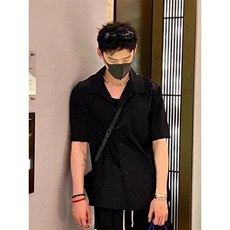 抖音得物二开高品质25夏季中性风冰丝休闲衬衣垂感宽松上衣DT21，男装衬衫，电商A486