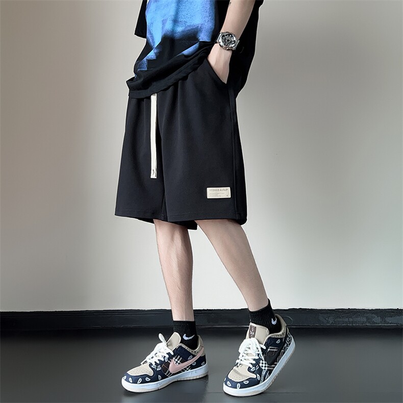 休闲短裤男韩版潮流贴标痞子帅松紧腰2024夏季ins五分裤K4120-P29,男装休闲裤,星座412-3