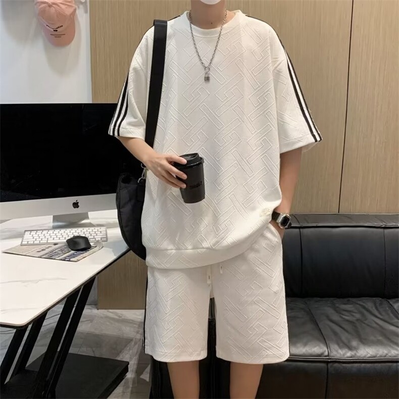 ins百搭男T恤夏季五分袖慵懒潮流五分裤运动套装ZT101P38,男装休闲套装,星座1116-2