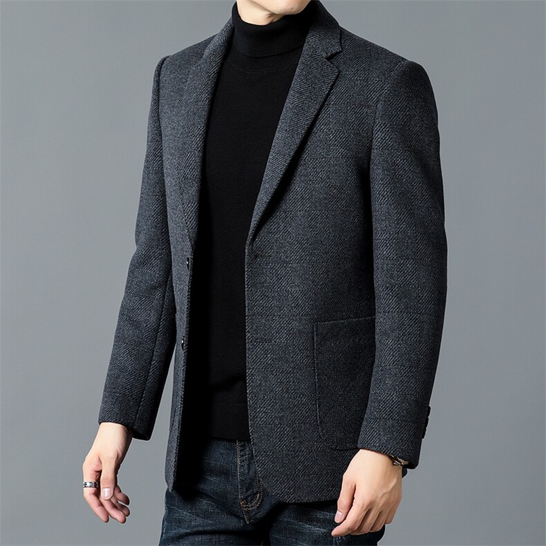 DZ9902钱塘2020-3中年男士商务休闲简约冬季厚款西服外套P205,男装西服,钱塘207-3