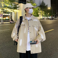潮流设计感牛仔外套男士秋季新款扎染宽松休闲百搭夹克W5964-P70，男装夹克，星座512-2