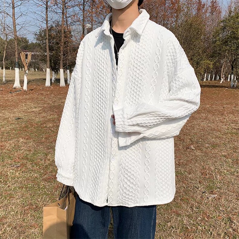 春季华夫格衬衫男长袖港风C542P38图片