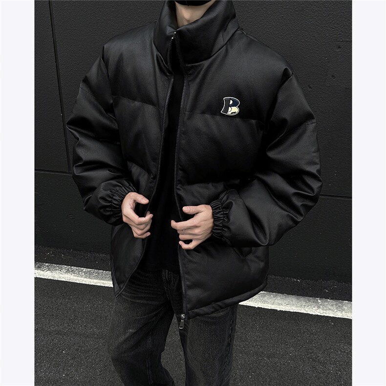 美式复古水洗做旧冬季皮衣外套男士潮流立领皮棉衣2024新款P128，男装皮衣，电商C306-1