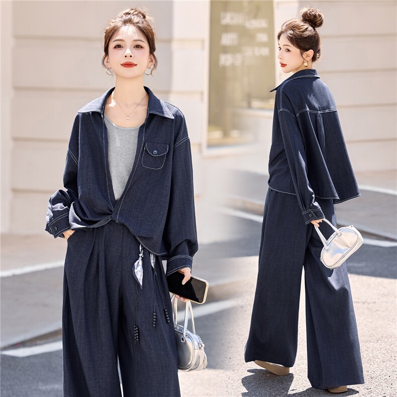 设计感休闲套装女2025秋季新款洋气减龄显瘦外套阔腿裤超火三件套，女装套装/套裙，悠米