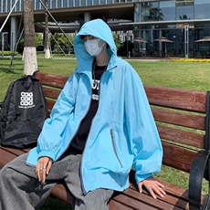 夏季防晒衣文艺连帽(不可脱卸)百搭男潮流气质拉链新款W4816-P37，男装防晒衣，星座412