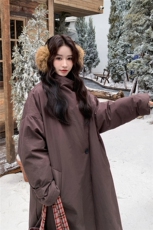 美拉德咖色大被子鹅绒羽绒服女冬超火好看高级小众中长款加厚外套，女装羽绒服，2B113