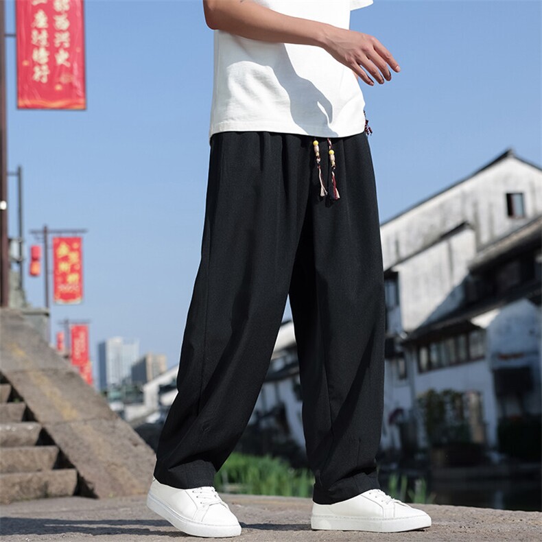 春夏新款风棉麻宽松透气休闲裤男士帅气阔腿直筒裤K2511-P65,男装休闲裤,电商A008