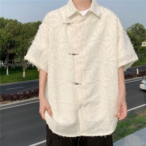 潮牌痞帅炸街衬衫男女夏设计感小众短袖衬衣流苏休闲外套~CS177图片