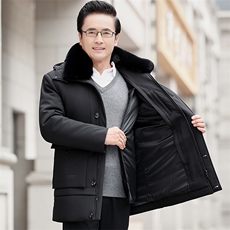 冬季新款男士连帽中老年加厚保暖棉服爸爸装可脱卸羽绒棉内胆外套，男装棉衣，电商B212（原钱塘6029）