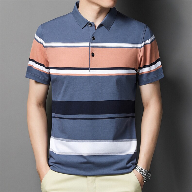 夏季新款男士翻领短袖t恤中年有领男装上衣服休闲POLO衫图片