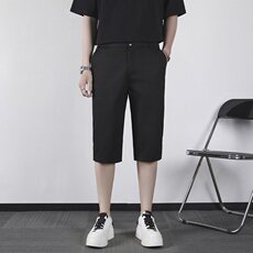 百搭ins潮流新款日系慵懒夏季冰丝商务休闲短裤六分裤宽松KA70，男装牛仔裤，星座1116A-2（原606A-1）