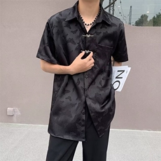W417-P45短袖衬衫夏季宽松潮流蝴蝶刺绣衬衣休闲新中式外套上衣，男装T恤，星座911-1