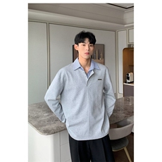 5697-P43韩系宽松polo领假两件衬衫拼接卫衣外套，男装衬衫，星座617A-2