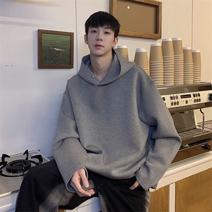 抖音得物高品质美式高街重磅纯色结构设计一粒扣连帽卫衣外套W85图片