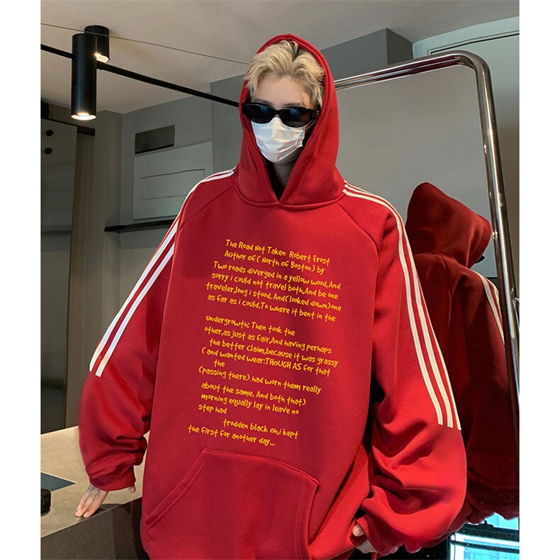 抖音得物供货提供视频秋冬重磅美式宽松织带连帽卫衣0407,男装卫衣,电商A486