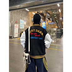 网图有货植绒刺绣字母棒球服男女宽松百搭夹克外套上衣A848-P65，男装夹克，星座1505