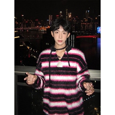 【有货】DMY9537-P60美式复古撞色条纹毛衣外套男潮高级感针织衫，男装针织衫/毛衣，星座603-2