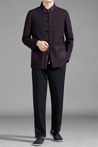 MJ-7805R冬男士长袖休闲加绒三件套套装中老年爸爸唐装风P288图片