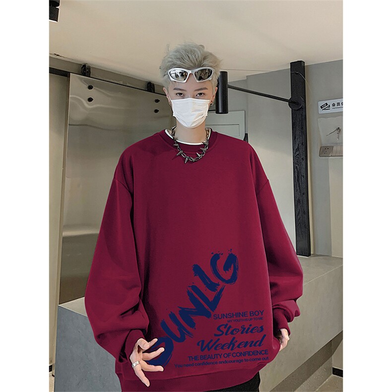 抖音品质秋季新款美式潮流仿棉圆领卫衣wycm4023-特批28控49,男装卫衣,星座605(原A050)