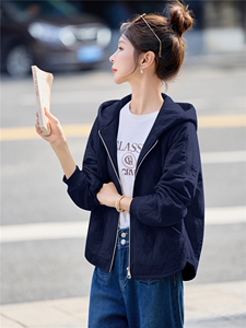 休闲连帽外套女2026春秋季新款短款减龄洋气上衣图片