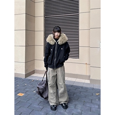 潮座山雕连帽棉服冬季棉袄美式宽松棉上衣男夹棉外套，男装棉衣，四季星座505