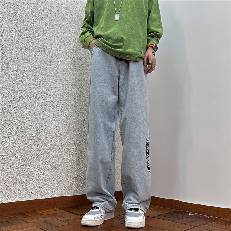 k1030-p45-控68M-5XL港风高阶拉链黑暗破洞宽松大码牛仔裤,男装牛仔裤,星座116