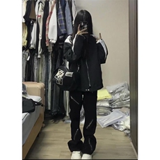 cleanfit美式多拉链牛仔裤男小众镰刀裤子直筒微喇裤KZ9037-P50，男装休闲裤，星座1007（原301D）