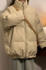 中性PU皮复古做旧双侧金属拉链夹克式加棉棉衣男MY77092P130控198，男装夹克，星座227-7