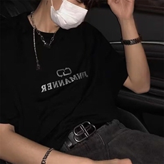 韩版高级感黑色短袖男女夏季潮流设计感宽松t恤潮牌慵懒风半袖，男装T恤，星座506A