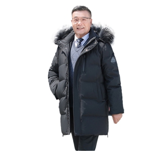 冬中老年爸爸装90%鹅绒服中长款加厚真毛领外套H817-P320538图片