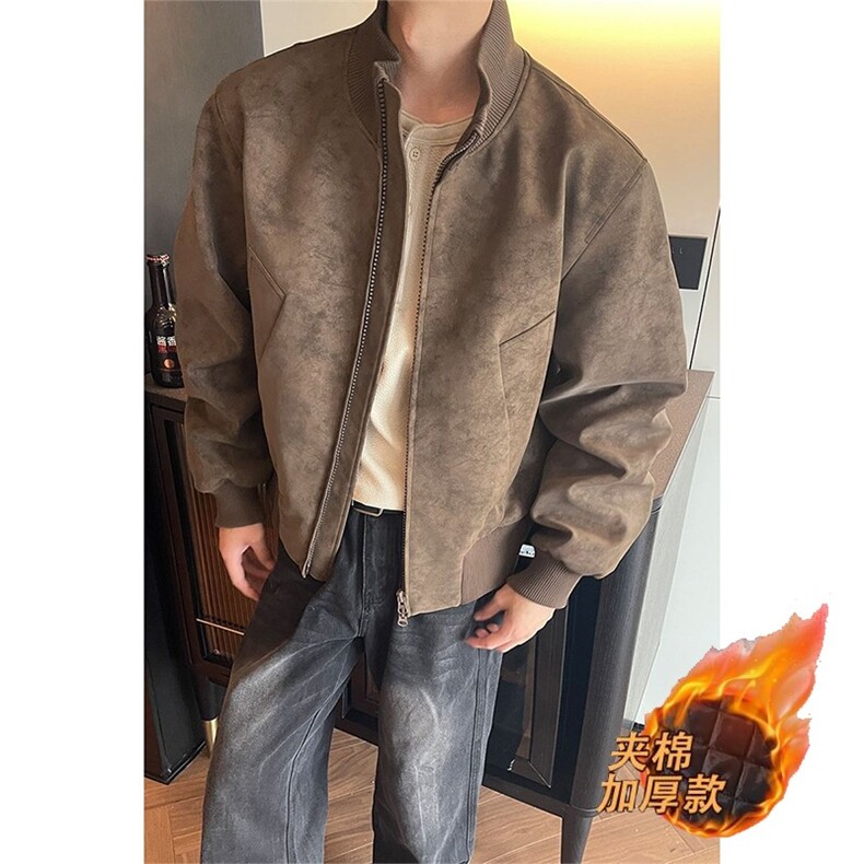 网图扎染pu皮衣廓形棉服夹棉立领棉衣外套A025-KY1813-P68 加绒78图片
