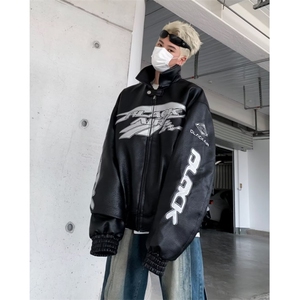 美式复古刺绣pu皮夹克男宽松短款机车服皮衣春秋季潮流外套Y8507图片