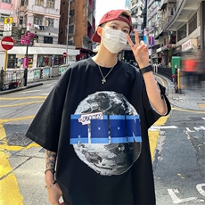 港风夏季短袖t恤男星球印花体恤B239-T1001-P25，男装T恤，星座514-2(原B239)