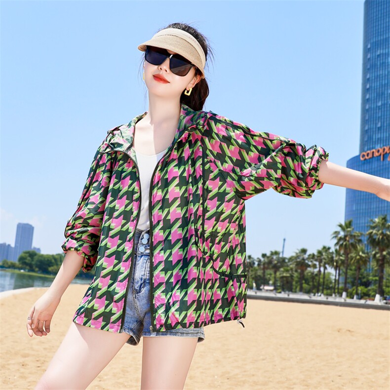 防晒衣女2024夏季透气印花宽松可外穿洋气韩版户外防晒服薄款外套，女装防晒衣，帛香坊